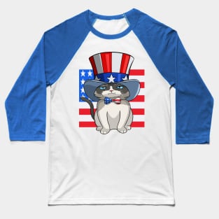 Exotic Shorthair Cat 4th Of July USA Flag Baseball T-Shirt